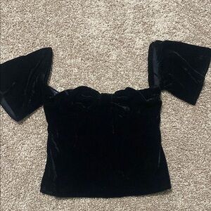 Elegant Black Velvet Women's Top